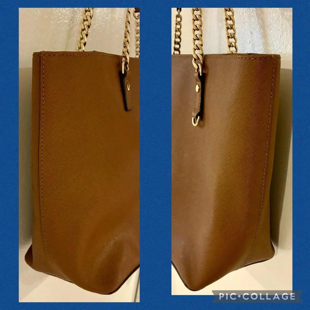 Michael Kors Jet Set Saffiano Leather Chain Tote in Acorn